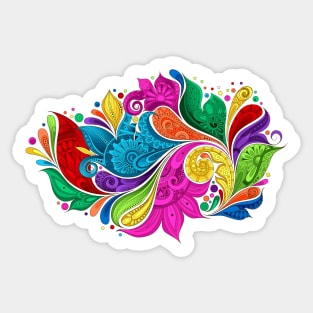 Paisley Garden Indian Style Print on White Sticker